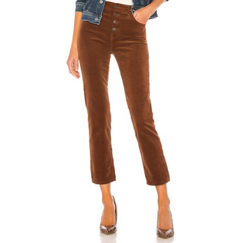 AG Adriano Goldschmied The Isabelle Button-Up Brown Corduroy Straight Crop 27R